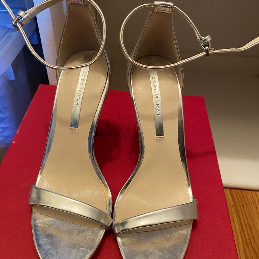 Silver Metallic Zara Heels